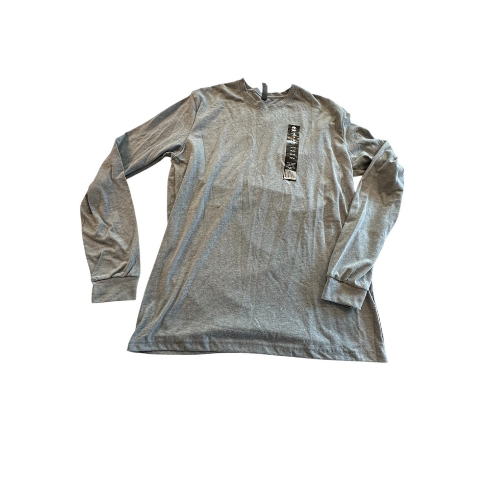 Next Level Apparel‎ T-Shirt Men's Long Sleeve Cotton Crewneck Tee Light Gray NWT